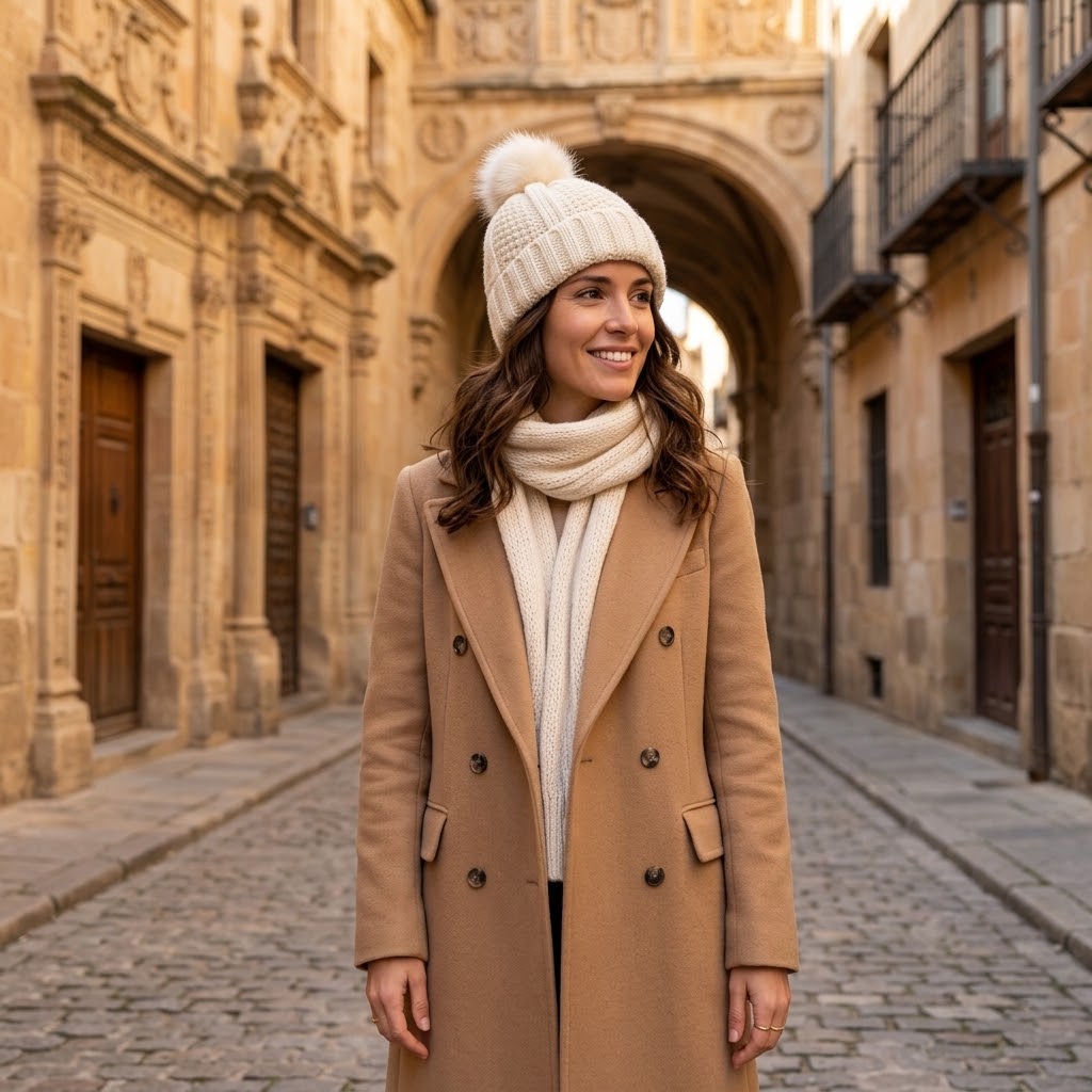 Gorro de Punto Forrado con Pompón